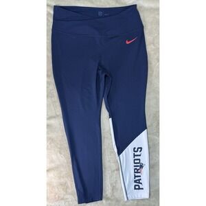 Nike Performance Pants Womens Large Blue White New England Patriots Leggings NFL
